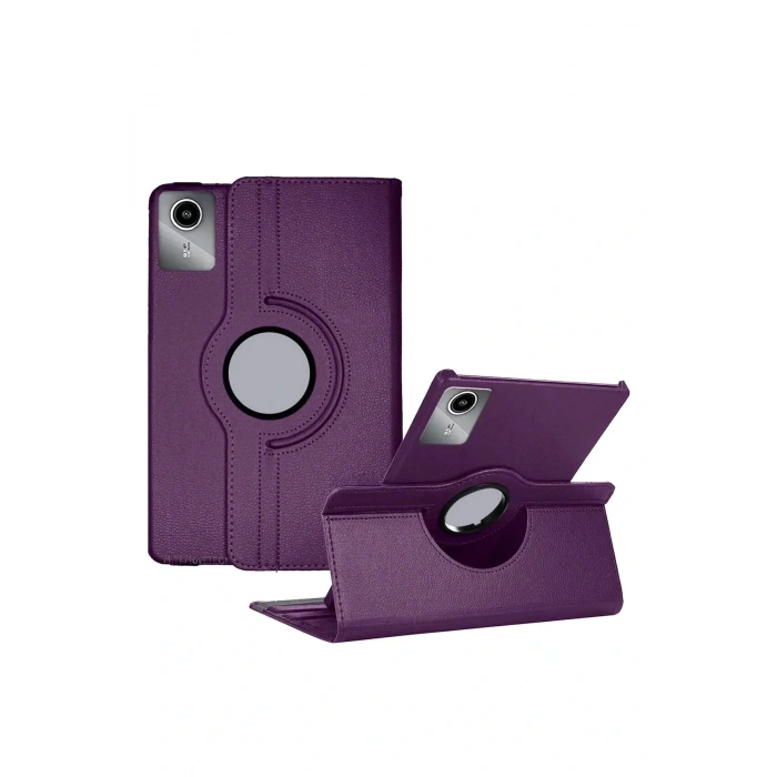 Lenovo Tab M11 TB330FU 360 Tablet Deri Kılıf - Mürdüm