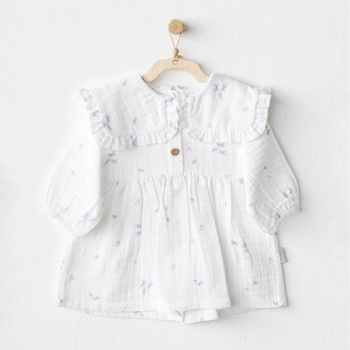 Magical Butterfly Müslin Bebek Elbise White