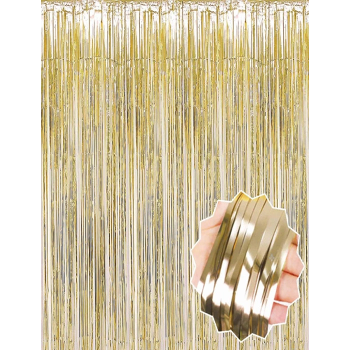 Mat Altın Püsküllü Kapı Perdesi - Parti, Bekarlığa Veda, Doğum Günü 1x2 M (4172)