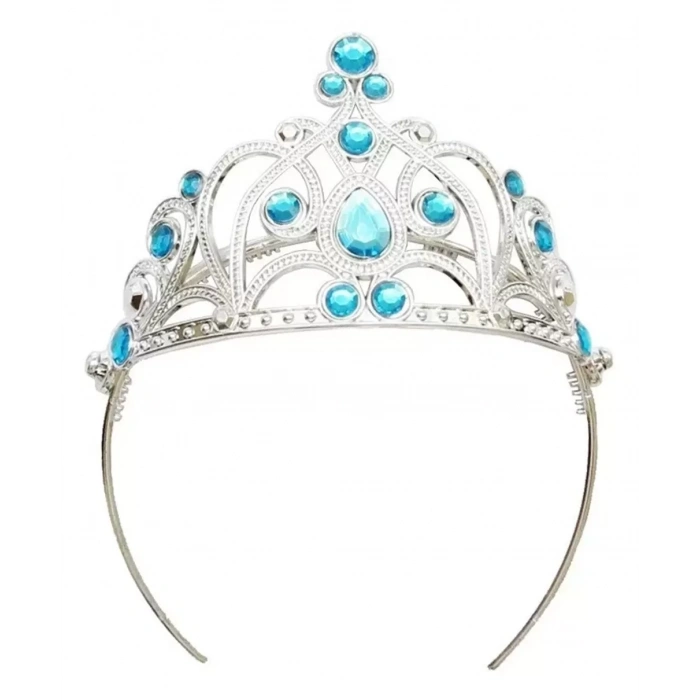 Mavi Taşlı Elsa Çocuk Tacı Prenses Tacı Kraliçe Tacı 16x14 Cm (4172)