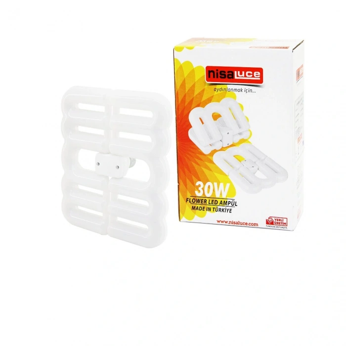 Nisaluce Eamp-096/b 30w - E27flower Katlanır- 4b Şekil16x21cmbeyaz Led Lamba Ampul 2700lümen- 6500k (4172)