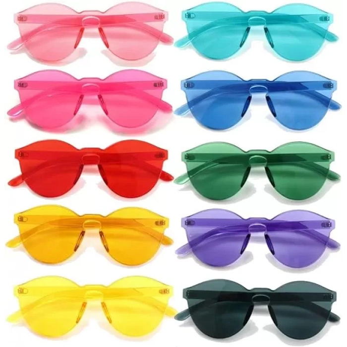 Oval Şekilli Çerçevesiz Parti Gözlüğü 6 Renk 6 Adet (4172)