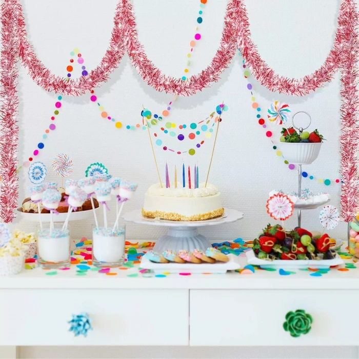 Parti İçin Sim Süs 2 Metre Uzunluk 8 Cm Genişlik Pembe Renk İthal (4172)