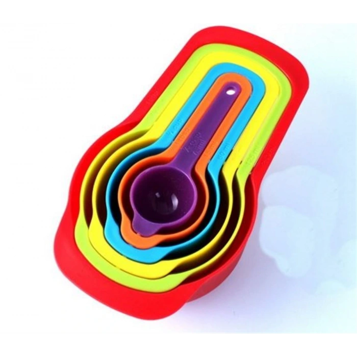 Pratik Ölçü Kaşığı Kabı 5&apos;li Şeker Baharat Sıvı Ölçer Aparat (4172)
