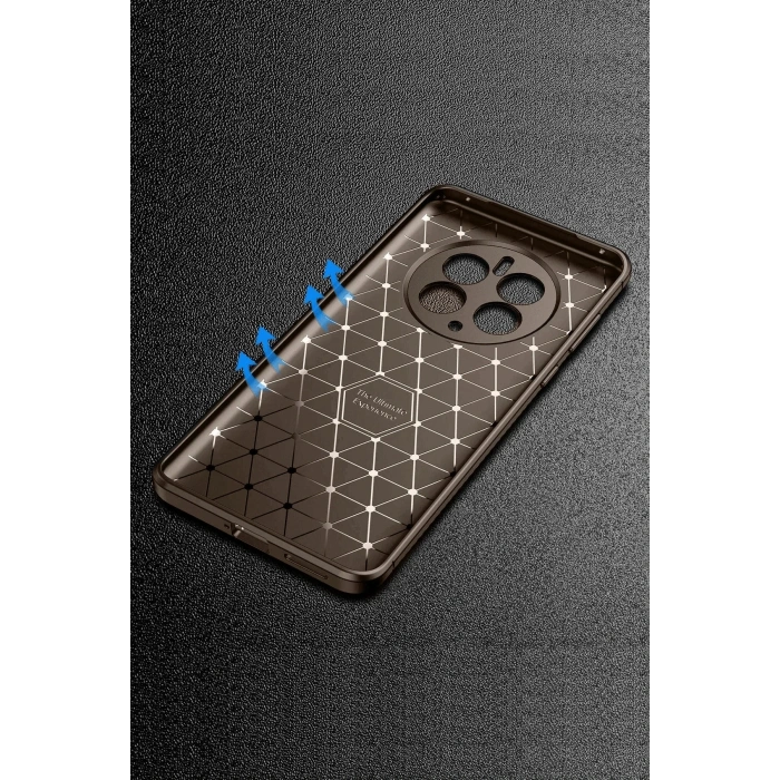 Realme 12 Pro Plus Kılıf Auto Focus Karbon Kapak - Kahverengi