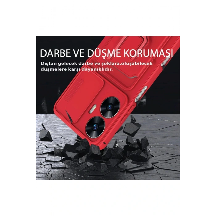 Realme C55 Kılıf Zuma Kartvizitli Yüzüklü Silikon - Siyah