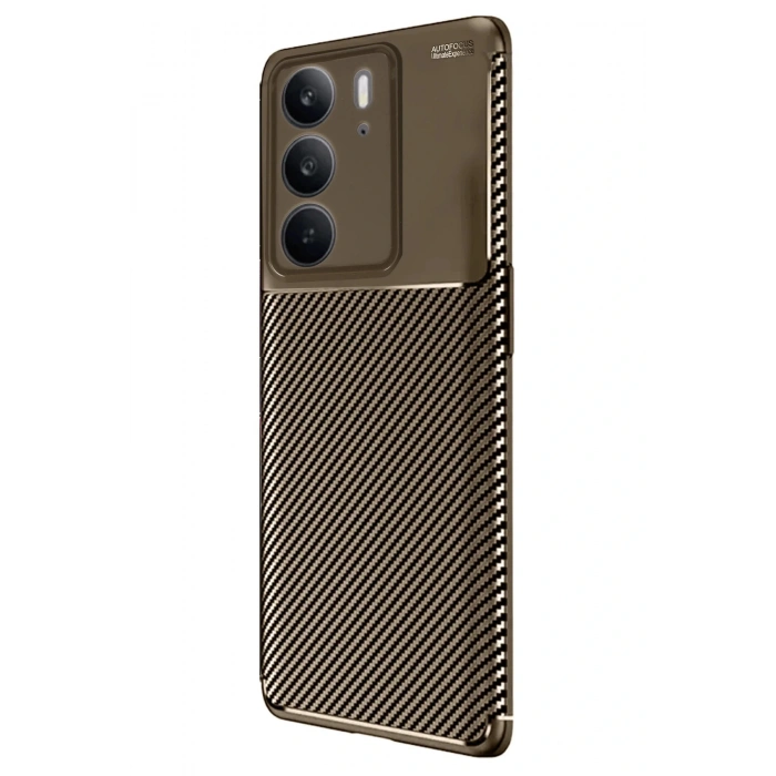 Realme C75 4G Auto Focus Karbon Kapak - Kahverengi