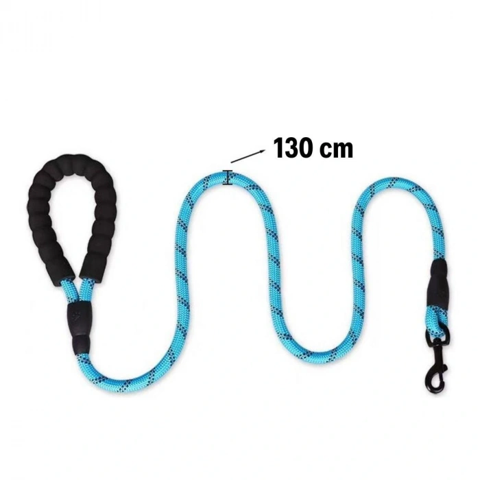 Reflektörlü Fosforlu Köpek Gezdirme Halatı Tasma Kayışı Metal Kancalı 130 Cm (4172)