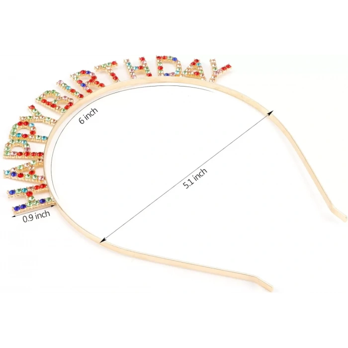 Rengarenk Kristal Taşlı Ekstra Lüks Gümüş Kaplama Happy Birthday Taç 16x17 Cm (4172)