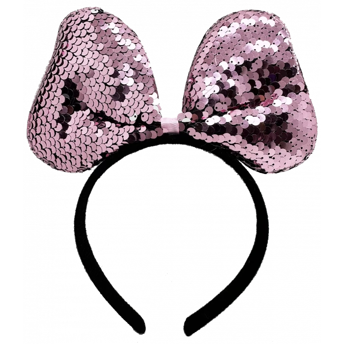 Renk Değiştiren Pullu Payetli Fiyonk Parti Tacı Pembe Gümüş Renk 20x16 Cm (4172)