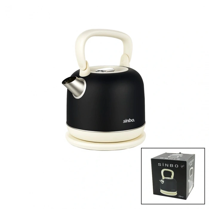 Retro Siyah Nostalji Demlik Model Çelik Kettle Su Isıtıcı 2.2lt 1800w Gizli Resiztans Sk-8035 (4172)