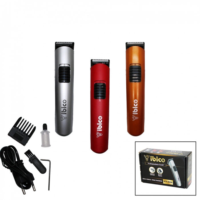 Saç Sakal Kesme Traş Makinesi Ayaralı Tarak - Kırmızı-turuncu-gri Gövde (4172)