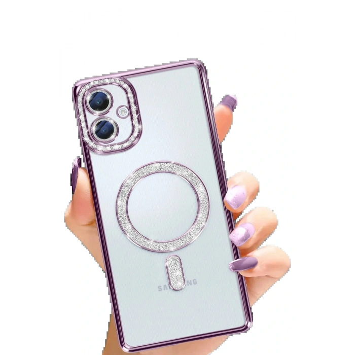 Samsung Galaxy A06 Joke Simli Magneticsafe Kılıf - Derin Mor