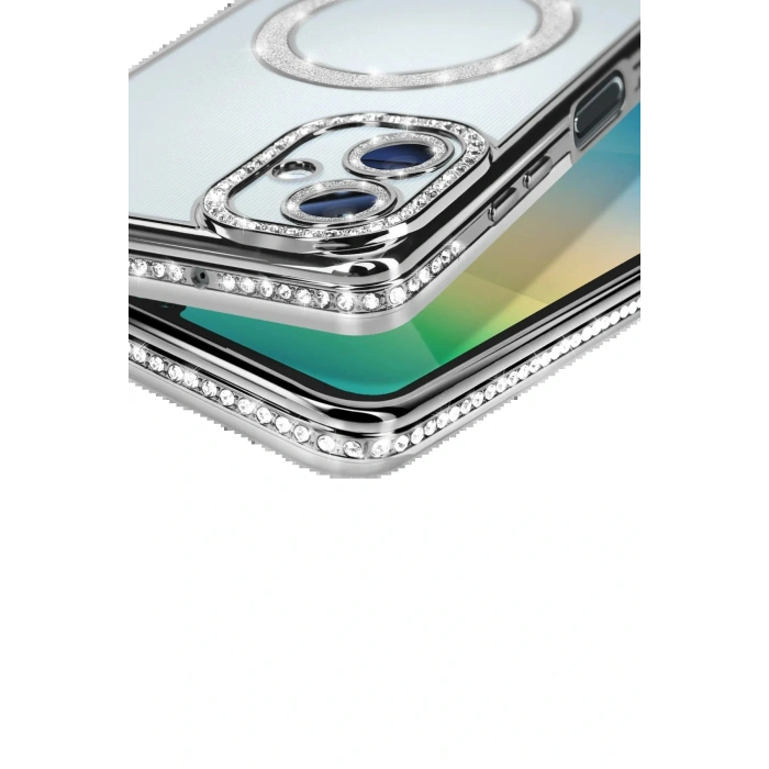 Samsung Galaxy A06 Joke Simli Magneticsafe Kılıf - Gümüş