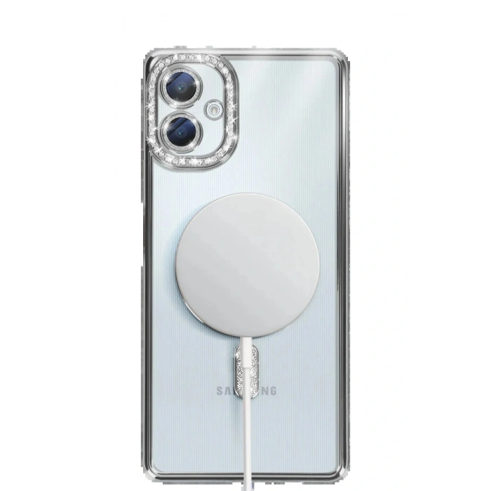 Samsung Galaxy A06 Joke Simli Magneticsafe Kılıf - Gümüş