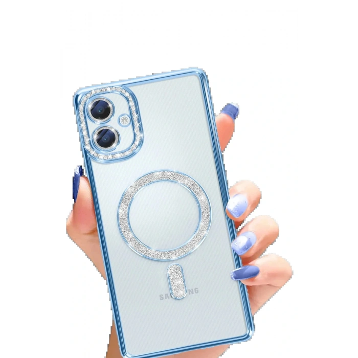 Samsung Galaxy A06 Joke Simli Magneticsafe Kılıf - Mavi