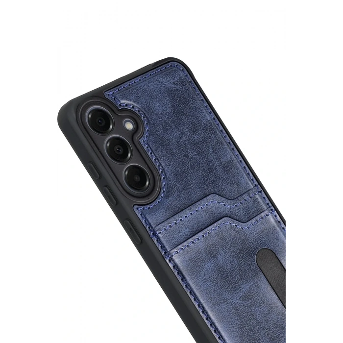 Samsung Galaxy A17 5G Sara Kartvizitli Deri Kılıf - Lacivert