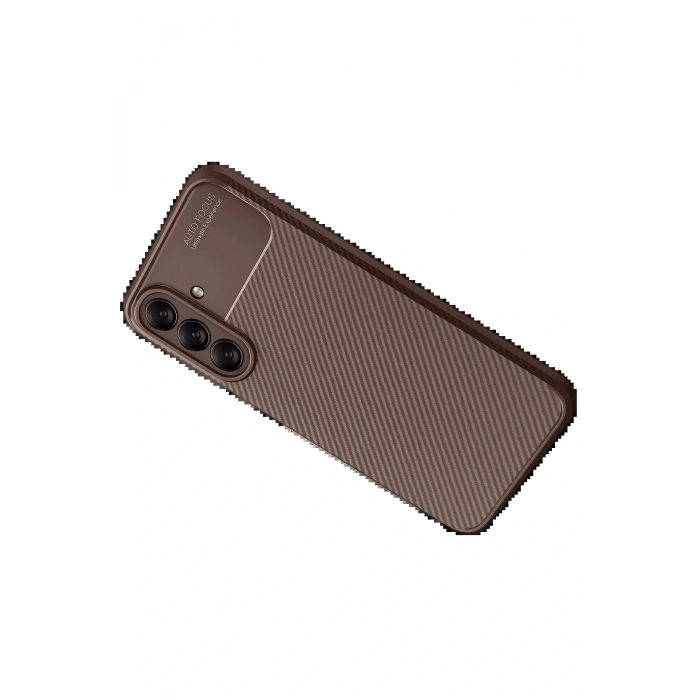 Samsung Galaxy A56 Kılıf Auto Focus Karbon Kapak - Kahverengi