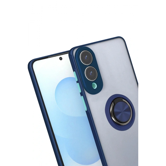 Samsung Galaxy S25 Edge Kılıf Montreal Yüzüklü Silikon Kapak - Lacivert