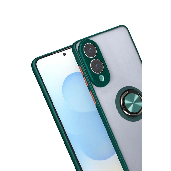 Samsung Galaxy S25 Edge Kılıf Montreal Yüzüklü Silikon Kapak - Yeşil