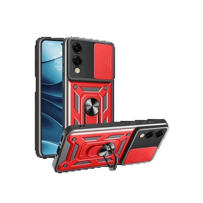 Samsung Galaxy S25 Edge Pars Lens Yüzüklü Silikon - Kırmızı