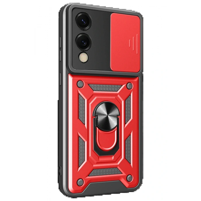 Samsung Galaxy S25 Edge Pars Lens Yüzüklü Silikon - Kırmızı