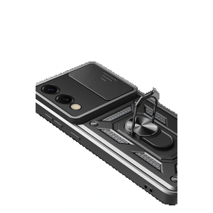 Samsung Galaxy S25 Edge Pars Lens Yüzüklü Silikon - Siyah