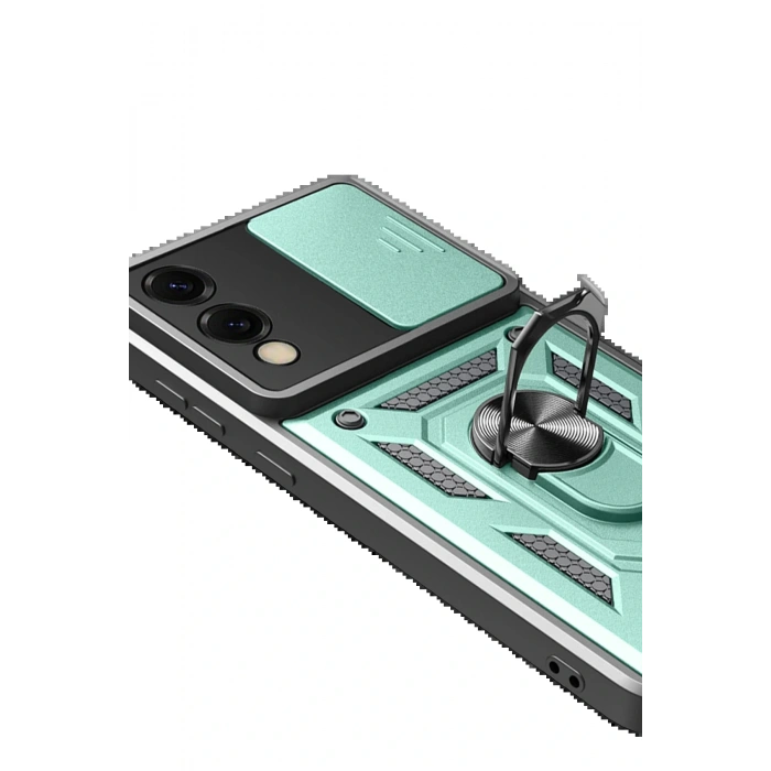 Samsung Galaxy S25 Edge Pars Lens Yüzüklü Silikon - Yeşil