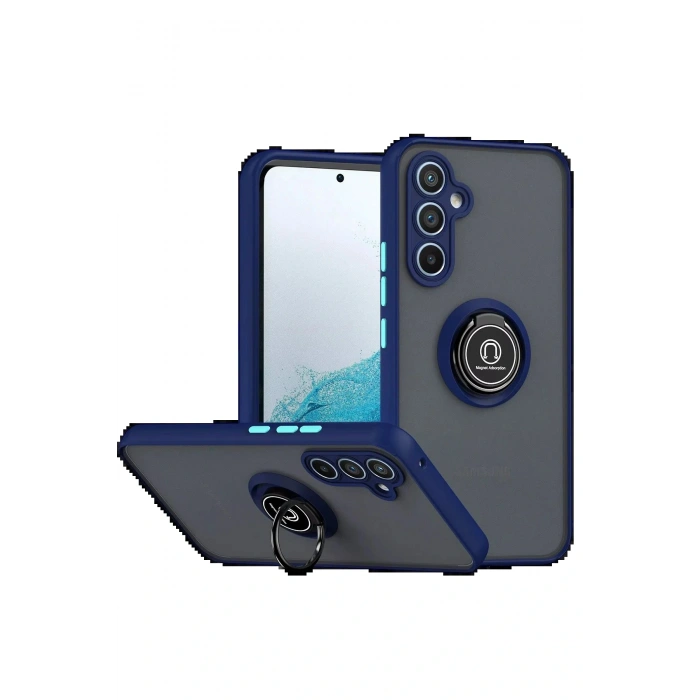 Samsung Galaxy S25 FE Montreal Yüzüklü Silikon Kapak - Lacivert