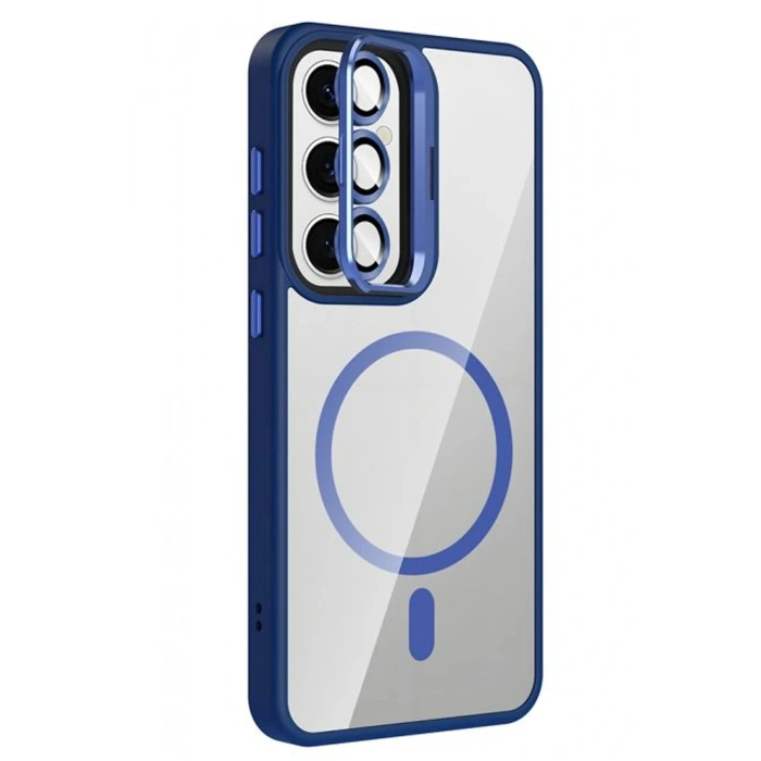 Samsung Galaxy S25 FE Remim Lensli Magsafe Standlı Kapak - Lacivert