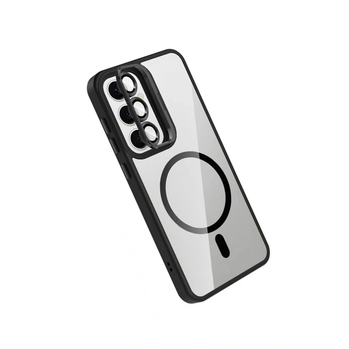 Samsung Galaxy S25 FE Remim Lensli Magsafe Standlı Kapak - Siyah