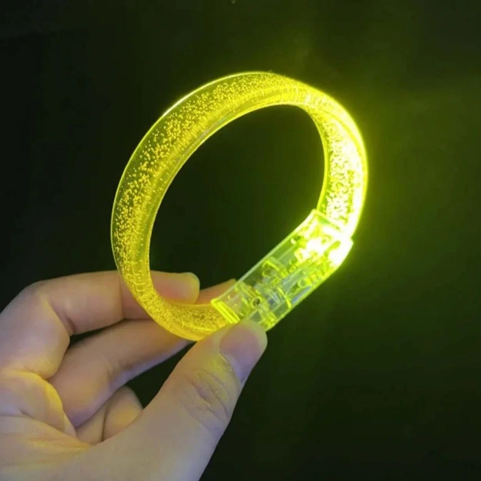 Sarı Led Işıklı Baskı Yapılabilen Pilli Bileklik Bilezik 1,5 Cm Genişlik (4172)