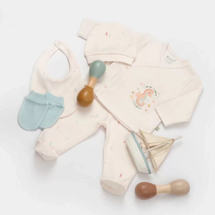 Save The Seahorse 5li Hastane Çıkış Seti  Bej-mint