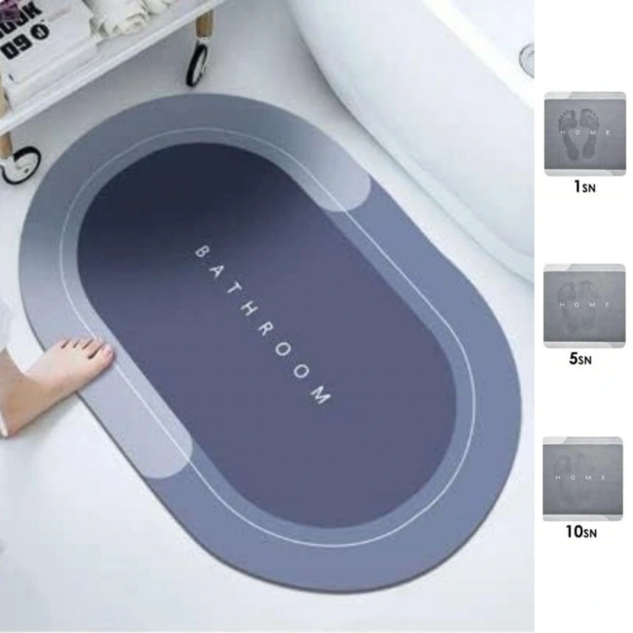 Sihirli Süper Su Emici Kaymaz Tabanlı Oval Paspas 40*60 Cm (4172)