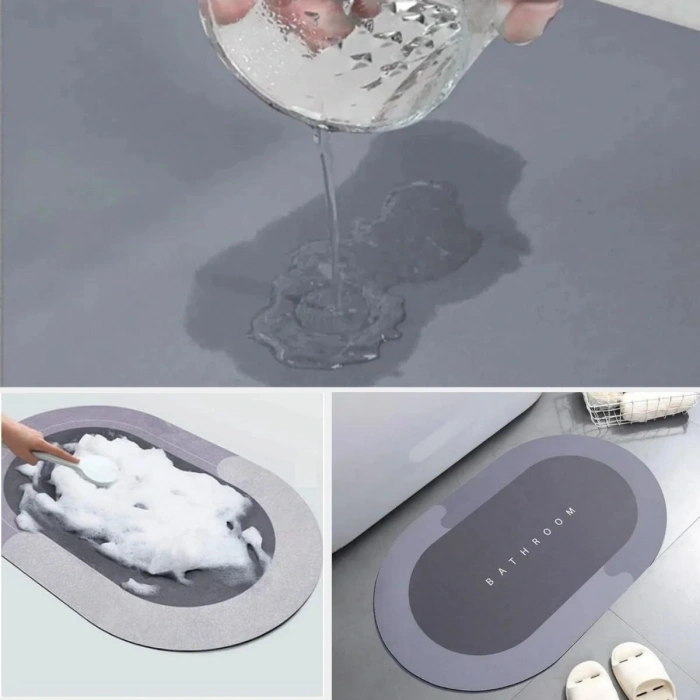 Sihirli Süper Su Emici Kaymaz Tabanlı Oval Paspas 40*60 Cm (4172)