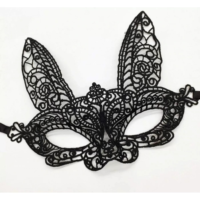 Siyah Renk Dantel Kesim Dantel İşlemeli Balo Parti Maskesi 7 No (4172)