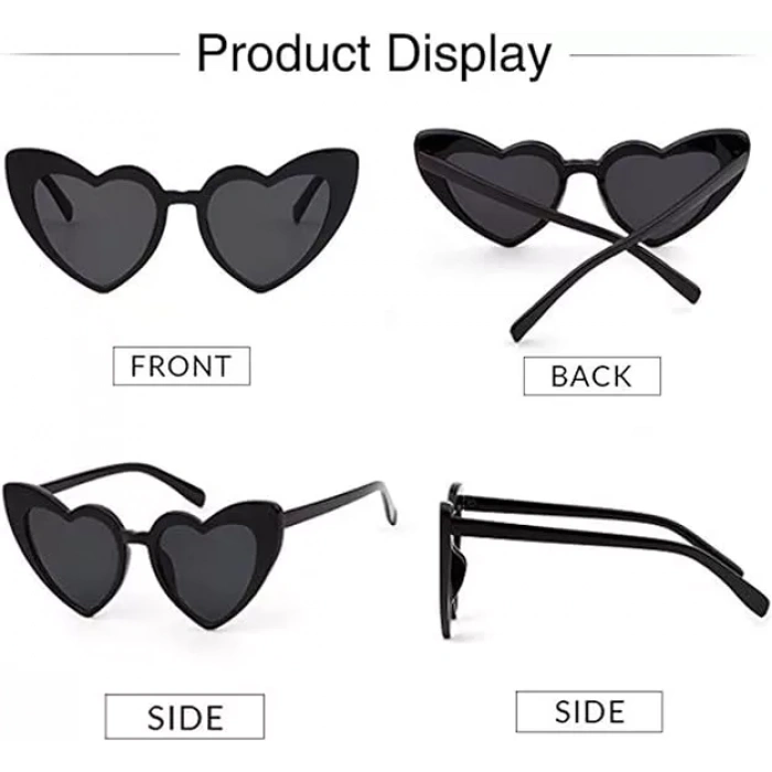 Siyah Renk Kalp Şekilli Parti Gözlüğü 15x5 Cm (4172)