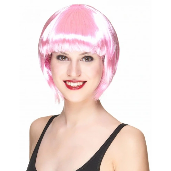 Soft Pembe Renk Parti Peruğu Küt Saç (4172)