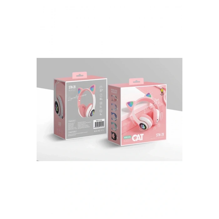 STN28 Kablosuz Kedi Kulaklık - Pembe