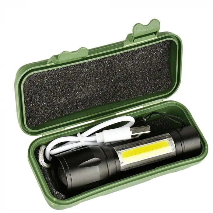 Su Geçirmez Şarjlı El Feneri 2500 Lumens + 5w Cob Led Usb Lion Şarjlı Ultra Güçlü Q5 Xpe (4172)