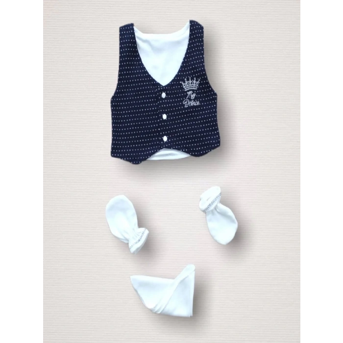 Süper Prens Nakışlı  10lu Zıbın Takımı Hastane Çıkışı Lacivert