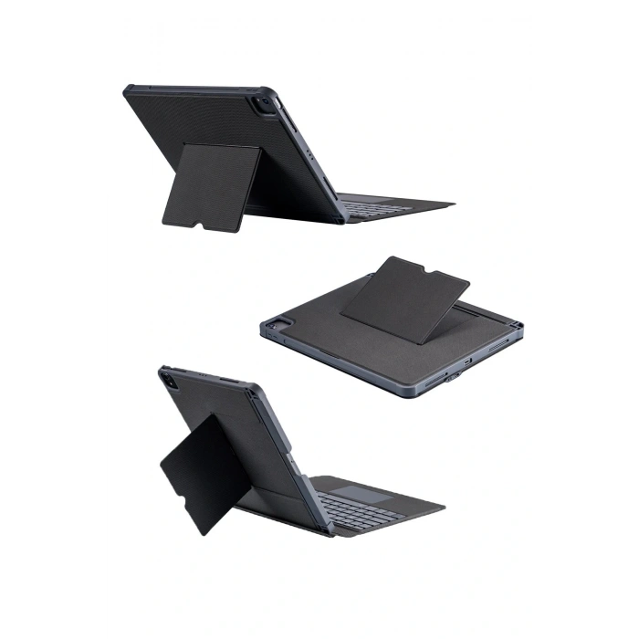 T5509D iPad Pro 12.9 (2022) Kılıf Palermo Ledli Klavyeli Standlı Tablet Kılıfı - Siyah