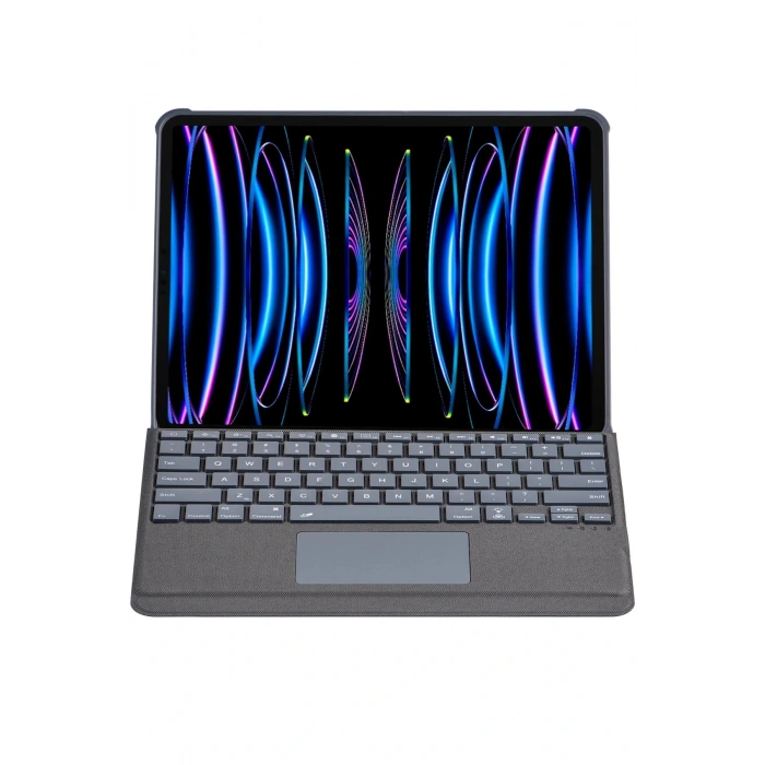 T5509D iPad Pro 12.9 (2022) Kılıf Palermo Ledli Klavyeli Standlı Tablet Kılıfı - Siyah