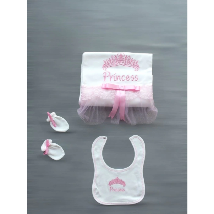Taçlı Prensesim Nakışlı  10lu Zıbın Takımı Hastane Çıkışı Pembe