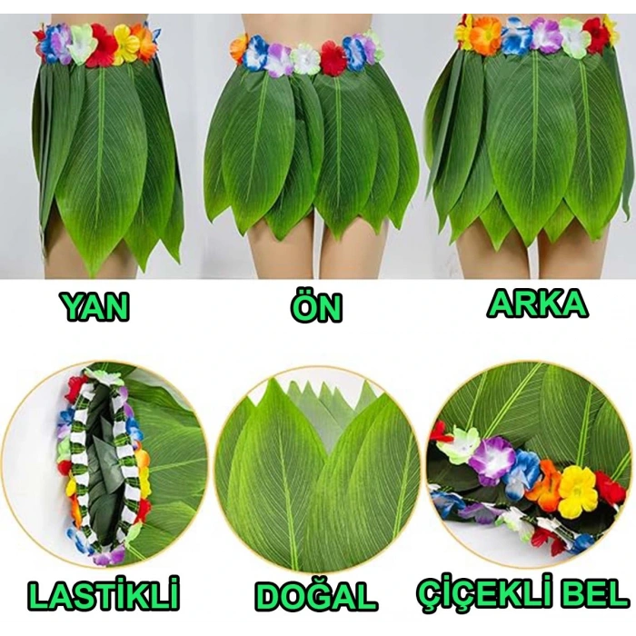 Tropikal Esintili Hawaii Yapraklı Parti Eteği Çocuk Boy (4172)