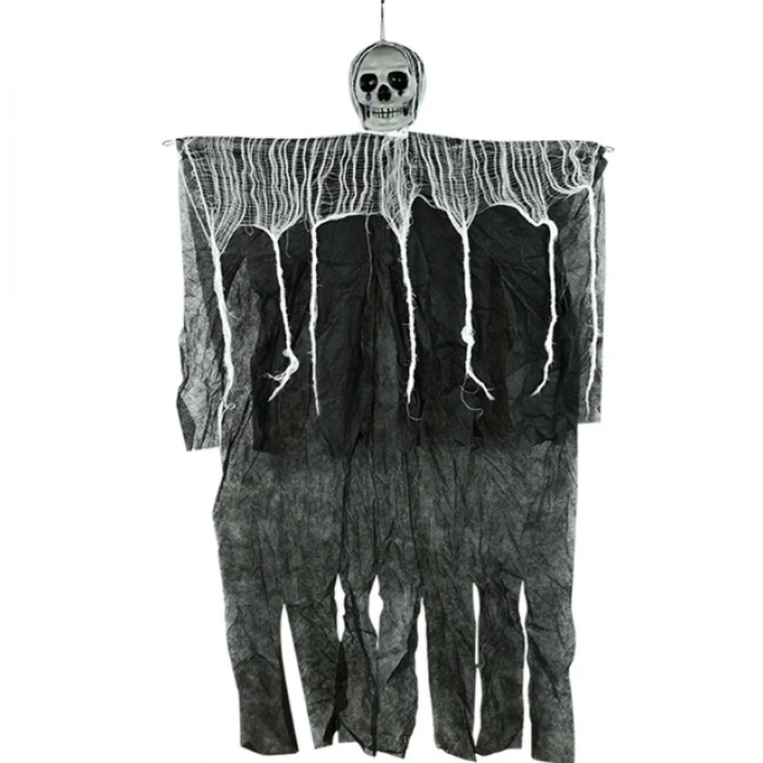 Ürpertici Kuru Kafa Korku Hayalet Saçaklı Dekor 90x50 Cm (4172)
