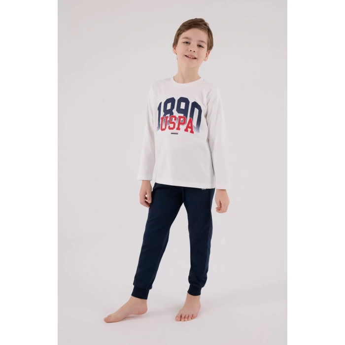 U.s. Polo Assn Uzun Kol Pijama Takım Us2203-4 Beyaz