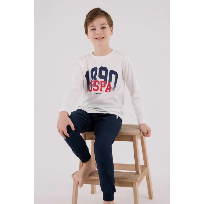 U.s. Polo Assn Uzun Kol Pijama Takım Us2203-4 Beyaz