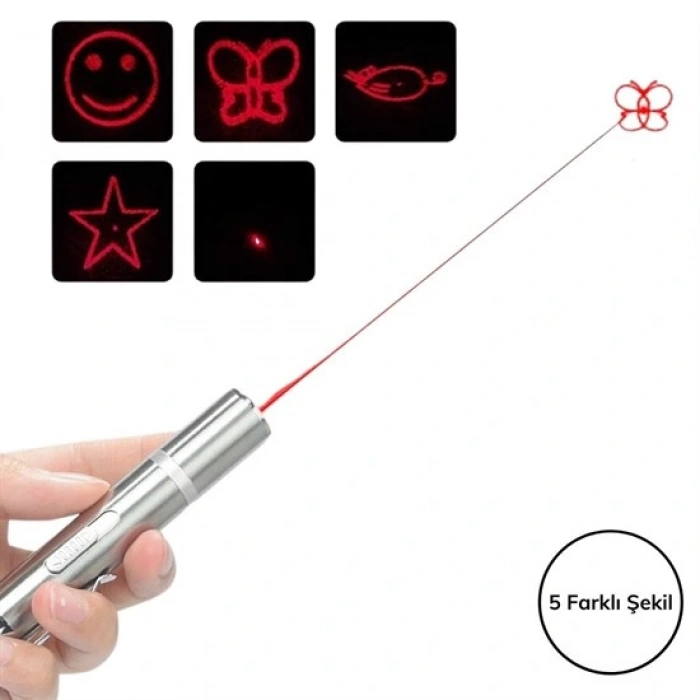 Usb İle Şarj Edilebilen 3ın 1 Kırmızı Işık +beyaz Led Meşale Işık + Uv El Feneri Kedi Lazeri (4172)
