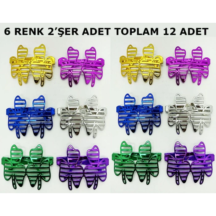 Vegas Casino Kupa Sinek Temalı Parti Gözlüğü 6 Renk 12 Adet (4172)